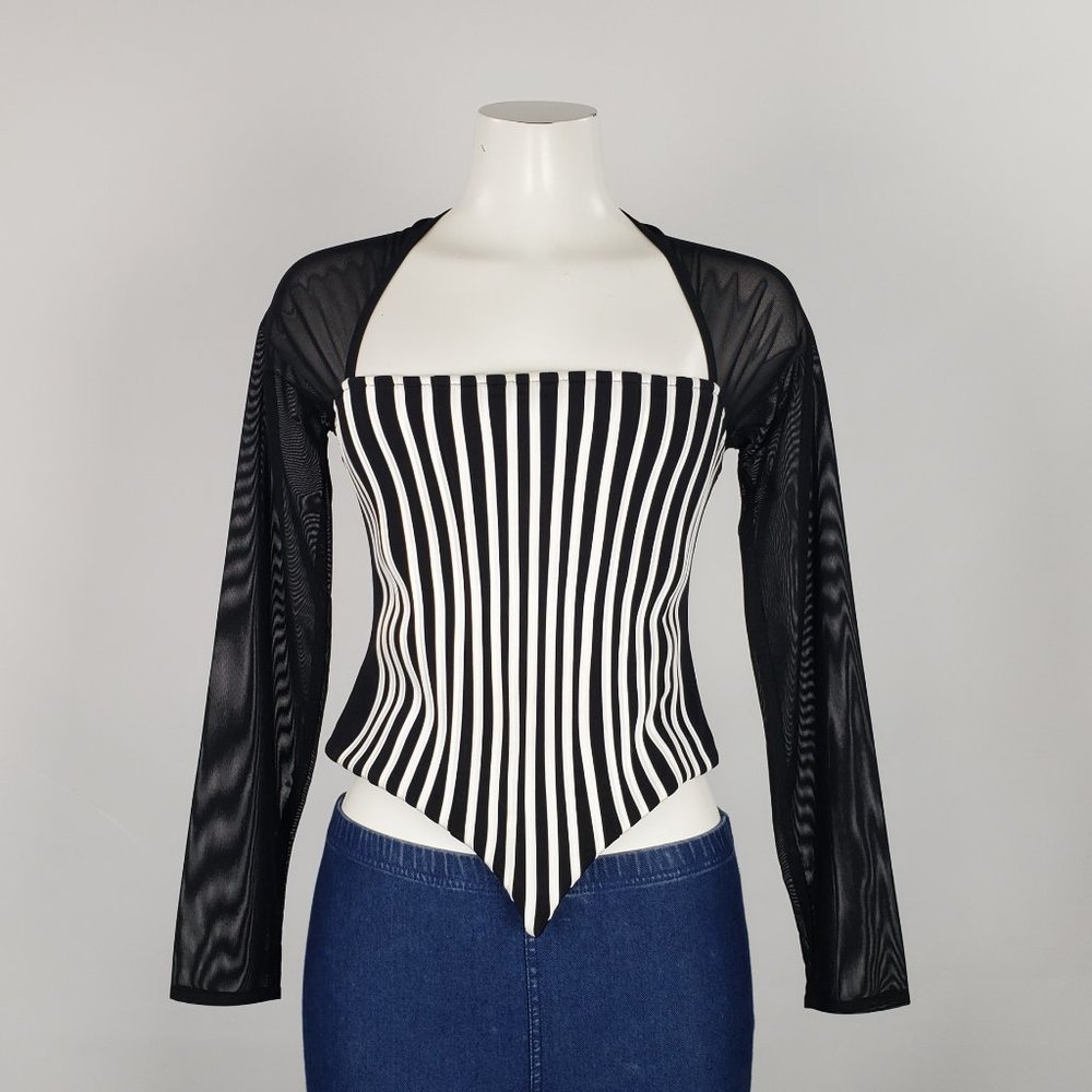 Ribkoff Trends Black Striped Top Size 8